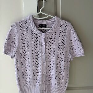 GAP Purple Cardigan Sweater with Pointelle Knit